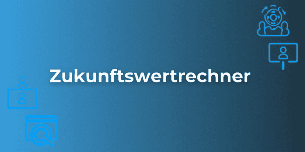 Grafik eines Zukunftswertrechners, der finanzielle Prognosen darstellt.